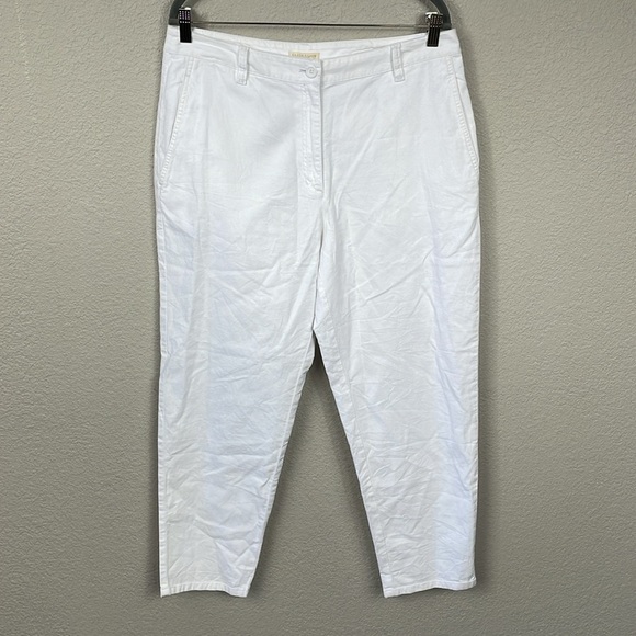 New Eileen Fisher Cotton Hemp Stretch Tapered Pant White Ankle Sz 12 - Picture 2 of 13